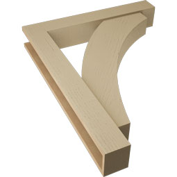 Ekena Millwork - BKTUR0554X34X42THR05RCPR - Timberthane Faux Wood Thorton Style Bracket w/ Offset Brace, Block Ends, 5 1/2"W x 34"D x 42"H, Primed Tan