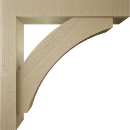 Ekena Millwork - BKTUR0554X36X36THR05RCPR - Timberthane Faux Wood Thorton Style Bracket w/ Offset Brace, Block Ends, 5 1/2"W x 36"D x 36"H, Primed Tan
