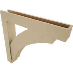 Ekena Millwork - BKTUR0554X36X36THR05RCPR - Timberthane Faux Wood Thorton Style Bracket w/ Offset Brace, Block Ends, 5 1/2"W x 36"D x 36"H, Primed Tan
