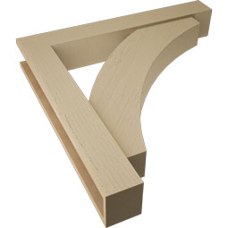 Ekena Millwork - BKTUR0554X36X36THR05RCPR - Timberthane Faux Wood Thorton Style Bracket w/ Offset Brace, Block Ends, 5 1/2"W x 36"D x 36"H, Primed Tan