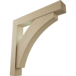 Ekena Millwork - BKTUR0554X36X36THR05RCPR - Timberthane Faux Wood Thorton Style Bracket w/ Offset Brace, Block Ends, 5 1/2"W x 36"D x 36"H, Primed Tan