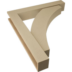 Ekena Millwork - BKTUR0554X36X40THR05RCPR - Timberthane Faux Wood Thorton Style Bracket w/ Offset Brace, Block Ends, 5 1/2"W x 36"D x 40"H, Primed Tan