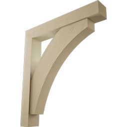 Ekena Millwork - BKTUR0554X36X40THR05RCPR - Timberthane Faux Wood Thorton Style Bracket w/ Offset Brace, Block Ends, 5 1/2"W x 36"D x 40"H, Primed Tan
