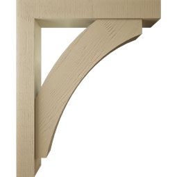 Ekena Millwork - BKTUR0554X36X44THR05RCPR - Timberthane Faux Wood Thorton Style Bracket w/ Offset Brace, Block Ends, 5 1/2"W x 36"D x 44"H, Primed Tan