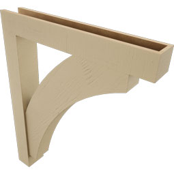 Ekena Millwork - BKTUR0554X36X44THR05RCPR - Timberthane Faux Wood Thorton Style Bracket w/ Offset Brace, Block Ends, 5 1/2"W x 36"D x 44"H, Primed Tan