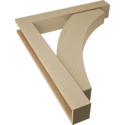 Ekena Millwork - BKTUR0554X36X44THR05RCPR - Timberthane Faux Wood Thorton Style Bracket w/ Offset Brace, Block Ends, 5 1/2"W x 36"D x 44"H, Primed Tan