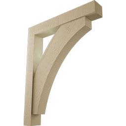 Ekena Millwork - BKTUR0554X36X44THR05RCPR - Timberthane Faux Wood Thorton Style Bracket w/ Offset Brace, Block Ends, 5 1/2"W x 36"D x 44"H, Primed Tan