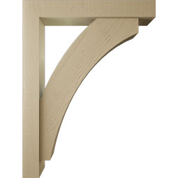 Ekena Millwork - BKTUR0554X36X48THR05RCPR - Timberthane Faux Wood Thorton Style Bracket w/ Offset Brace, Block Ends, 5 1/2"W x 36"D x 48"H, Primed Tan