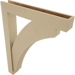 Ekena Millwork - BKTUR0554X36X48THR05RCPR - Timberthane Faux Wood Thorton Style Bracket w/ Offset Brace, Block Ends, 5 1/2"W x 36"D x 48"H, Primed Tan