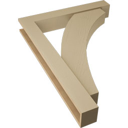 Ekena Millwork - BKTUR0554X36X48THR05RCPR - Timberthane Faux Wood Thorton Style Bracket w/ Offset Brace, Block Ends, 5 1/2"W x 36"D x 48"H, Primed Tan