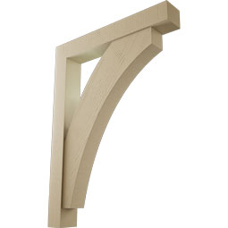 Ekena Millwork - BKTUR0554X36X48THR05RCPR - Timberthane Faux Wood Thorton Style Bracket w/ Offset Brace, Block Ends, 5 1/2"W x 36"D x 48"H, Primed Tan
