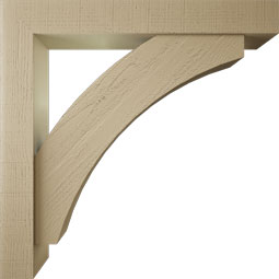 Ekena Millwork - BKTUR0554X38X38THR05RCPR - Timberthane Faux Wood Thorton Style Bracket w/ Offset Brace, Block Ends, 5 1/2"W x 38"D x 38"H, Primed Tan