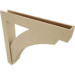 Ekena Millwork - BKTUR0554X38X38THR05RCPR - Timberthane Faux Wood Thorton Style Bracket w/ Offset Brace, Block Ends, 5 1/2"W x 38"D x 38"H, Primed Tan