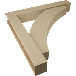 Ekena Millwork - BKTUR0554X38X38THR05RCPR - Timberthane Faux Wood Thorton Style Bracket w/ Offset Brace, Block Ends, 5 1/2"W x 38"D x 38"H, Primed Tan