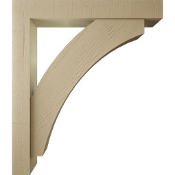 Ekena Millwork - BKTUR0554X38X44THR05RCPR - Timberthane Faux Wood Thorton Style Bracket w/ Offset Brace, Block Ends, 5 1/2"W x 38"D x 44"H, Primed Tan