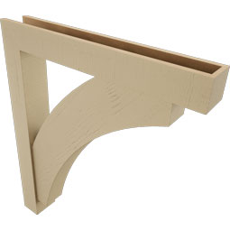 Ekena Millwork - BKTUR0554X38X44THR05RCPR - Timberthane Faux Wood Thorton Style Bracket w/ Offset Brace, Block Ends, 5 1/2"W x 38"D x 44"H, Primed Tan
