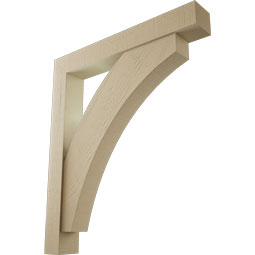 Ekena Millwork - BKTUR0554X38X44THR05RCPR - Timberthane Faux Wood Thorton Style Bracket w/ Offset Brace, Block Ends, 5 1/2"W x 38"D x 44"H, Primed Tan