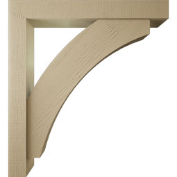 Ekena Millwork - BKTUR0554X40X44THR05RCPR - Timberthane Faux Wood Thorton Style Bracket w/ Offset Brace, Block Ends, 5 1/2"W x 40"D x 44"H, Primed Tan