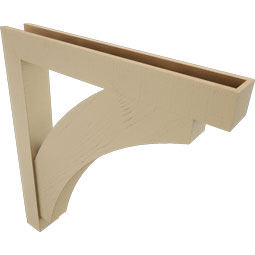 Ekena Millwork - BKTUR0554X40X44THR05RCPR - Timberthane Faux Wood Thorton Style Bracket w/ Offset Brace, Block Ends, 5 1/2"W x 40"D x 44"H, Primed Tan