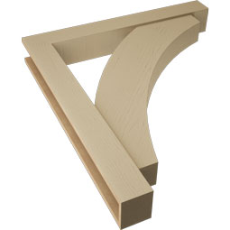 Ekena Millwork - BKTUR0554X40X44THR05RCPR - Timberthane Faux Wood Thorton Style Bracket w/ Offset Brace, Block Ends, 5 1/2"W x 40"D x 44"H, Primed Tan