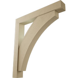 Ekena Millwork - BKTUR0554X40X44THR05RCPR - Timberthane Faux Wood Thorton Style Bracket w/ Offset Brace, Block Ends, 5 1/2"W x 40"D x 44"H, Primed Tan
