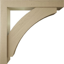 Ekena Millwork - BKTUR0554X42X42THR05RCPR - Timberthane Faux Wood Thorton Style Bracket w/ Offset Brace, Block Ends, 5 1/2"W x 42"D x 42"H, Primed Tan