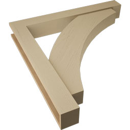 Ekena Millwork - BKTUR0554X42X42THR05RCPR - Timberthane Faux Wood Thorton Style Bracket w/ Offset Brace, Block Ends, 5 1/2"W x 42"D x 42"H, Primed Tan