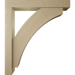 Ekena Millwork - BKTUR0554X42X48THR05RCPR - Timberthane Faux Wood Thorton Style Bracket w/ Offset Brace, Block Ends, 5 1/2"W x 42"D x 48"H, Primed Tan
