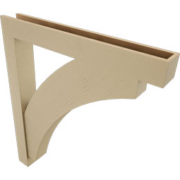 Ekena Millwork - BKTUR0554X42X48THR05RCPR - Timberthane Faux Wood Thorton Style Bracket w/ Offset Brace, Block Ends, 5 1/2"W x 42"D x 48"H, Primed Tan