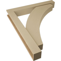 Ekena Millwork - BKTUR0554X42X48THR05RCPR - Timberthane Faux Wood Thorton Style Bracket w/ Offset Brace, Block Ends, 5 1/2"W x 42"D x 48"H, Primed Tan