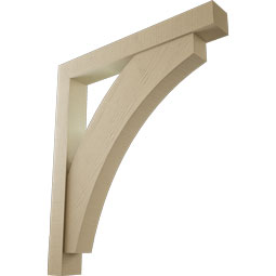 Ekena Millwork - BKTUR0554X42X48THR05RCPR - Timberthane Faux Wood Thorton Style Bracket w/ Offset Brace, Block Ends, 5 1/2"W x 42"D x 48"H, Primed Tan