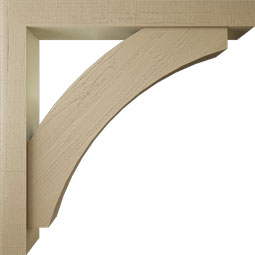 Ekena Millwork - BKTUR0554X44X44THR05RCPR - Timberthane Faux Wood Thorton Style Bracket w/ Offset Brace, Block Ends, 5 1/2"W x 44"D x 44"H, Primed Tan