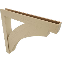 Ekena Millwork - BKTUR0554X44X44THR05RCPR - Timberthane Faux Wood Thorton Style Bracket w/ Offset Brace, Block Ends, 5 1/2"W x 44"D x 44"H, Primed Tan