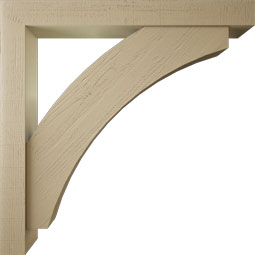 Ekena Millwork - BKTUR0554X46X46THR05RCPR - Timberthane Faux Wood Thorton Style Bracket w/ Offset Brace, Block Ends, 5 1/2"W x 46"D x 46"H, Primed Tan