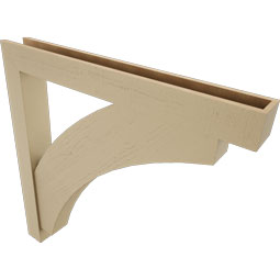 Ekena Millwork - BKTUR0554X46X46THR05RCPR - Timberthane Faux Wood Thorton Style Bracket w/ Offset Brace, Block Ends, 5 1/2"W x 46"D x 46"H, Primed Tan