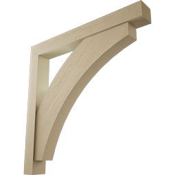 Ekena Millwork - BKTUR0554X46X46THR05RCPR - Timberthane Faux Wood Thorton Style Bracket w/ Offset Brace, Block Ends, 5 1/2"W x 46"D x 46"H, Primed Tan