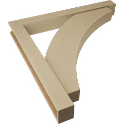 Ekena Millwork - BKTUR0554X48X48THR05RCPR - Timberthane Faux Wood Thorton Style Bracket w/ Offset Brace, Block Ends, 5 1/2"W x 48"D x 48"H, Primed Tan