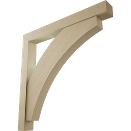 Ekena Millwork - BKTUR0554X48X48THR05RCPR - Timberthane Faux Wood Thorton Style Bracket w/ Offset Brace, Block Ends, 5 1/2"W x 48"D x 48"H, Primed Tan