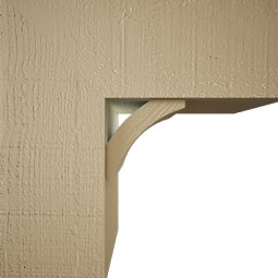 Ekena Millwork - BKTUR0756X18X18THR05RCPR - Timberthane Faux Wood Thorton Style Bracket w/ Offset Brace, Block Ends, 7 1/2"W x 18"D x 18"H, Primed Tan