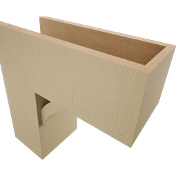 Ekena Millwork - BKTUR0756X18X18THR05RCPR - Timberthane Faux Wood Thorton Style Bracket w/ Offset Brace, Block Ends, 7 1/2"W x 18"D x 18"H, Primed Tan