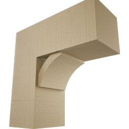 Ekena Millwork - BKTUR0756X18X18THR05RCPR - Timberthane Faux Wood Thorton Style Bracket w/ Offset Brace, Block Ends, 7 1/2"W x 18"D x 18"H, Primed Tan