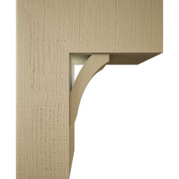 Ekena Millwork - BKTUR0756X18X22THR05RCPR - Timberthane Faux Wood Thorton Style Bracket W/ Offset Brace, Block Ends, 7 1/2"W x 18"D x 22"H, Primed Tan