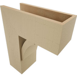 Ekena Millwork - BKTUR0756X18X22THR05RCPR - Timberthane Faux Wood Thorton Style Bracket W/ Offset Brace, Block Ends, 7 1/2"W x 18"D x 22"H, Primed Tan
