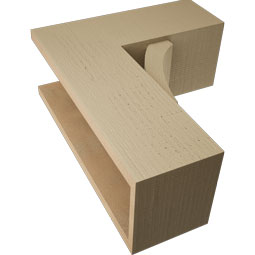Ekena Millwork - BKTUR0756X18X22THR05RCPR - Timberthane Faux Wood Thorton Style Bracket W/ Offset Brace, Block Ends, 7 1/2"W x 18"D x 22"H, Primed Tan