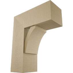 Ekena Millwork - BKTUR0756X18X22THR05RCPR - Timberthane Faux Wood Thorton Style Bracket W/ Offset Brace, Block Ends, 7 1/2"W x 18"D x 22"H, Primed Tan