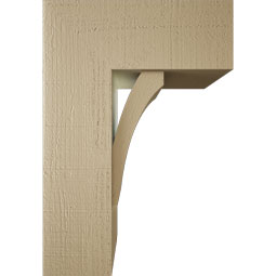 Ekena Millwork - BKTUR0756X18X26THR05RCPR - Timberthane Faux Wood Thorton Style Bracket w/ Offset Brace, Block Ends, 7 1/2"W x 18"D x 26"H, Primed Tan