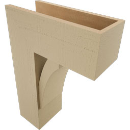 Ekena Millwork - BKTUR0756X18X26THR05RCPR - Timberthane Faux Wood Thorton Style Bracket w/ Offset Brace, Block Ends, 7 1/2"W x 18"D x 26"H, Primed Tan