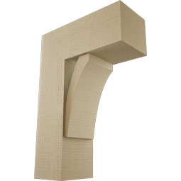 Ekena Millwork - BKTUR0756X18X26THR05RCPR - Timberthane Faux Wood Thorton Style Bracket w/ Offset Brace, Block Ends, 7 1/2"W x 18"D x 26"H, Primed Tan