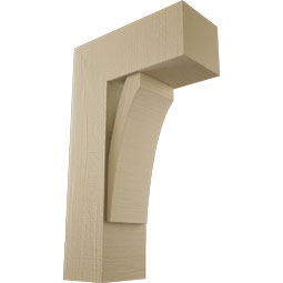Ekena Millwork - BKTUR0756X18X30THR05RCPR - Timberthane Faux Wood Thorton Style Bracket w/ Offset Brace, Block Ends, 7 1/2"W x 18"D x 30"H, Primed Tan