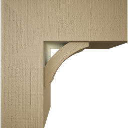 Ekena Millwork - BKTUR0756X20X20THR05RCPR - Timberthane Faux Wood Thorton Style Bracket w/ Offset Brace, Block Ends, 7 1/2"W x 20"D x 20"H, Primed Tan